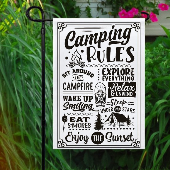 Yard Flag-Rules for Fishing Firepit Lake Camping, Campfire Patio NWT - Picture 6 of 7